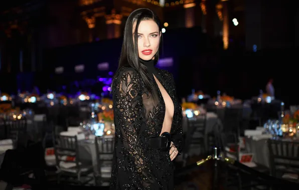 Look, makeup, figure, Adriana Lima, neckline, Adriana Lima, hair, look