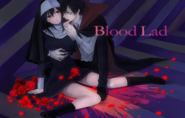 Picture girl, anime, art, Staz, Blood lad, Bloody guy