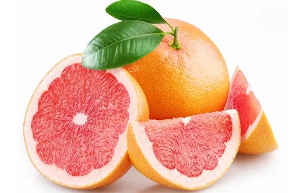 White background, grapefruit, slices