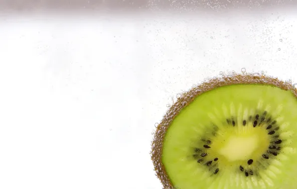 Water, bubbles, kiwi