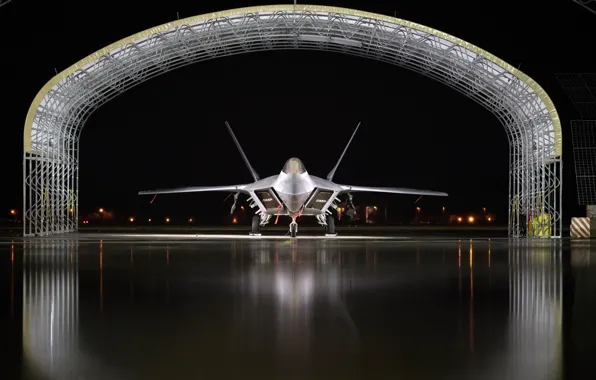 Picture hangar, Parking, F-22, Raptor, unobtrusive, Lockheed/Boeing, multi-purpose fighter of the fifth generation
