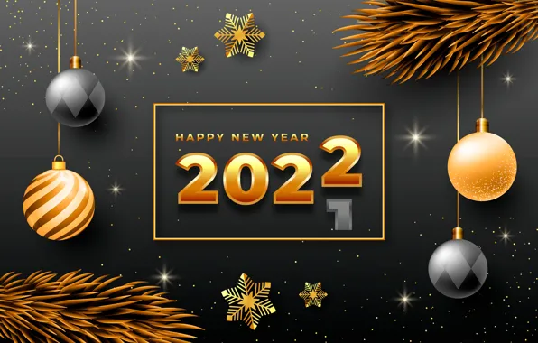 Balls, snowflakes, background, balls, figures, New year, 2022