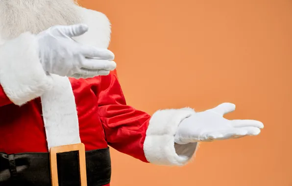 Pose, hands, Christmas, costume, belt, New year, gloves, white