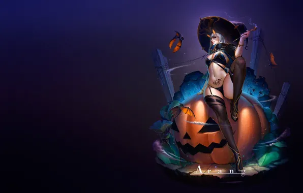 Halloween, pumpkin, witch, Halloween, TaeKwon Kim(A-rang), Arang, art. holiday