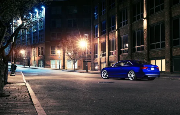 Night, blue, the city, Audi, Audi, blue, coupe