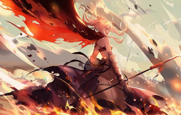 Girl, anime, art, Fate Stay Night, Artoria, the saber