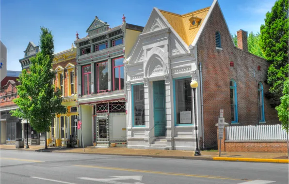 The city, street, downtown, Indiana, New Harmony