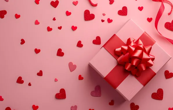 Love, holiday, gift, heart, heart, hearts, bow, heart