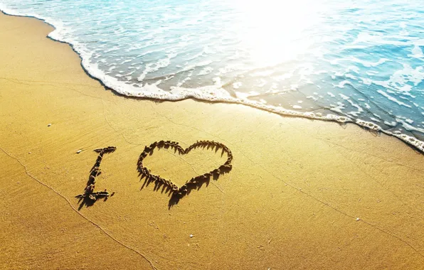 Sand, sea, beach, water, love, background, Wallpaper, mood