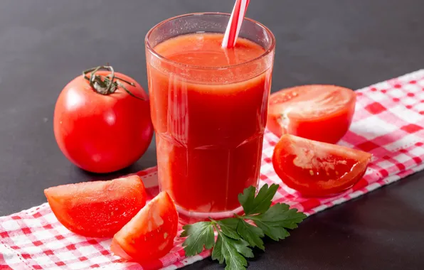 Glass, juice, tomato