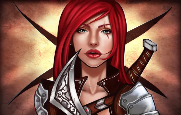Picture look, girl, weapons, the game, art, League of Legends, Katarina