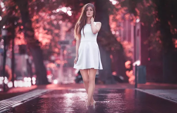 Picture Girl, Light, Purple, Model, Water, Color, White, Beauty