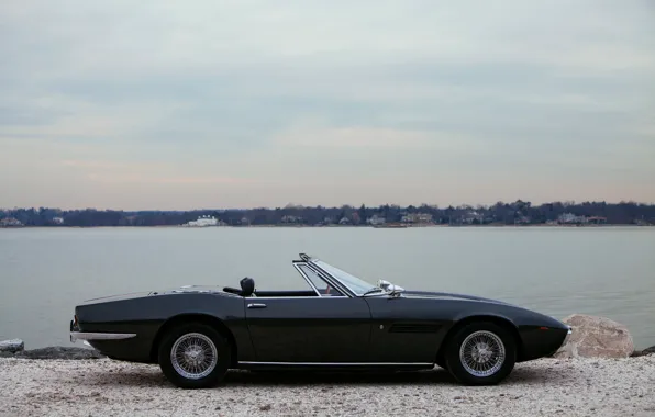 Black, Maserati, 1969, Roadster, side view, spider, Ghibli Spider