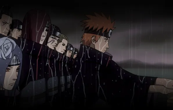 Night, Naruto, the shower, squad, ninja, Akatsuki, Yahiko, Nagato