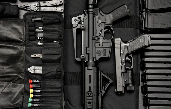 Gun, Glock, carabiner, Smith &ampamp; Wesson M&ampamp;P 15