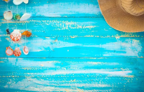 Sand, beach, background, Board, hat, shell, summer, beach