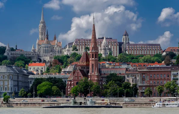 Picture river, home, Cathedral, Hungary, Budapest, The Danube, Buda