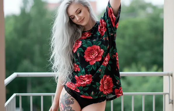 Girl, morning, art, wallpaper, balcony, girl, art, morning