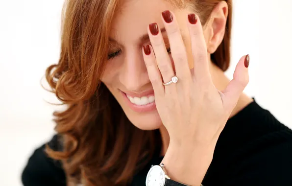 Picture girl, decoration, hands, ring, blonde