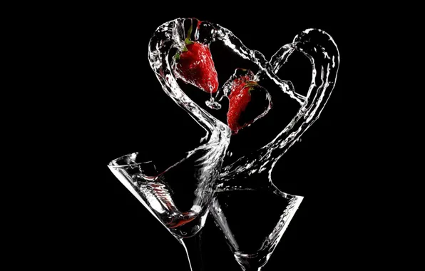 Squirt, glass, strawberry