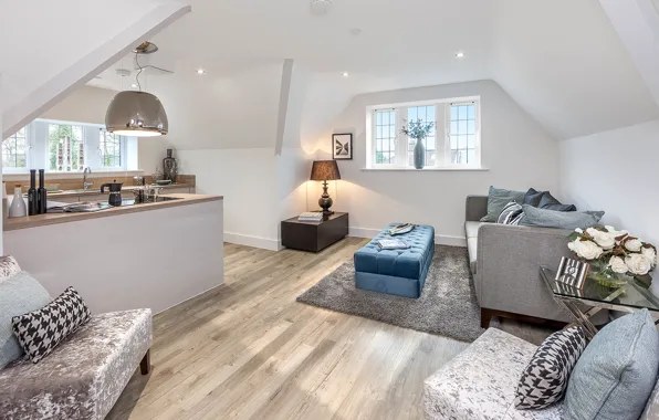 Interior, chairs, kitchen, sofas, living room, Bassetts House, London Square