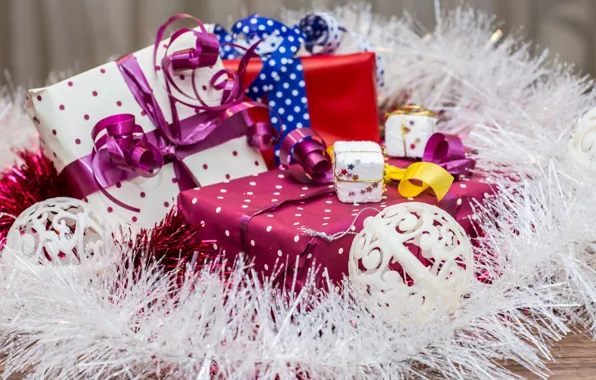 Picture holiday, gift, balls, new year