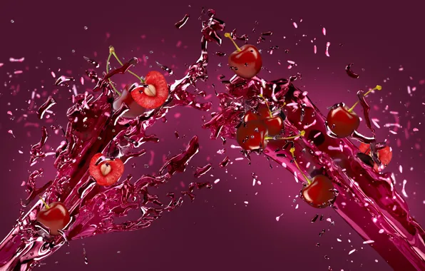 Picture squirt, cherry, berries, splash, juice