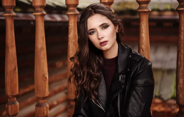 Look, girl, face, portrait, jacket, long hair, Disha Shemetova, DISHA Shemetova