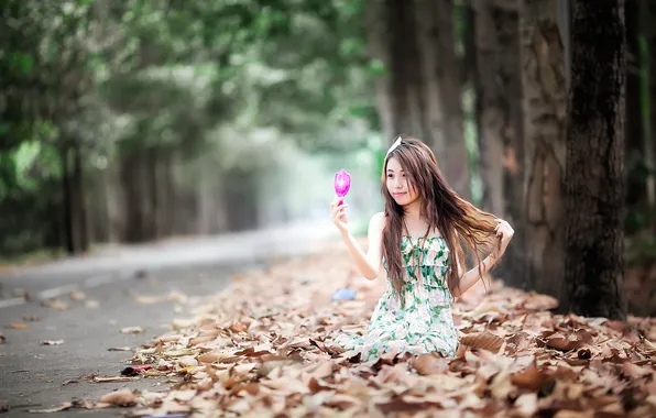 Picture road, look, girl, mood, Asian
