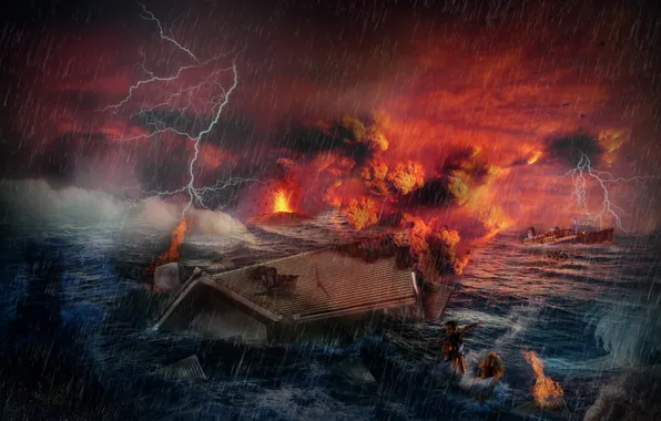 The storm, rain, flood, thunder, Uragan