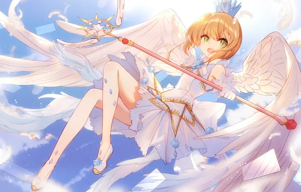 Picture girl, Card Captor Sakura, wings, angel