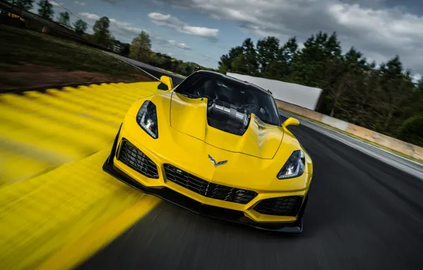 Corvette, Chevrolet, ZR1, Race, Yellow