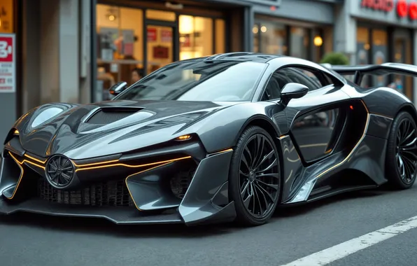 Street, year, showcase, Japanese, digital art, japanese, futuristic, sports car