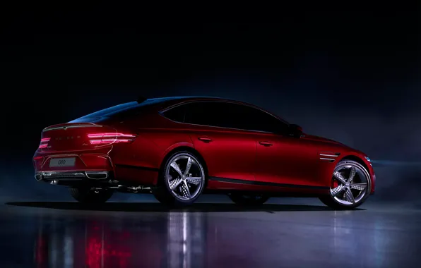 Black background, Genesis, red