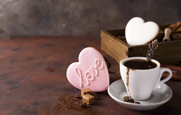 Coffee, cookies, Cup, hearts, glaze, Myfoodie