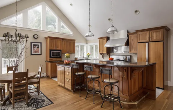 Design, table, furniture, chairs, kitchen, chandelier