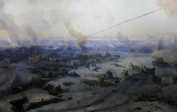 Winter, Snow, Aircraft, War, Panorama, Battle, Picture, Soldiers