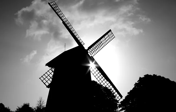 Picture black and white, mill, 157