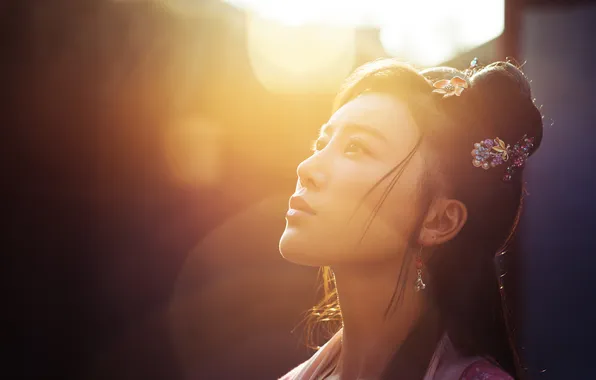 Girl, face, background, Asian