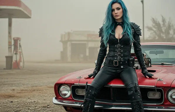 Road, car, machine, girl, Apocalypse, dressing, art, girl