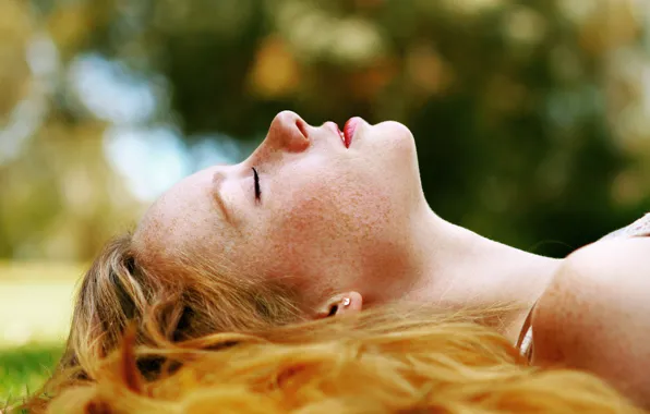 Picture girl, woman, model, redhead, Hattie Watson, female, head, earring