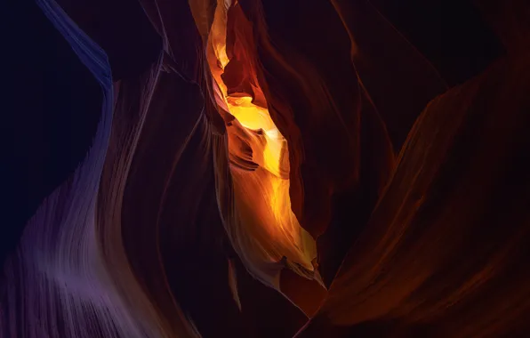 Line, the dark background, backlight, canyon, cave, Antelope Canyon, relief, the grotto