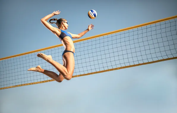 Mesh, jump, the ball, athlete, volleyball