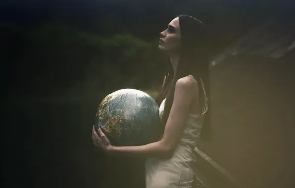 Girl, background, globe
