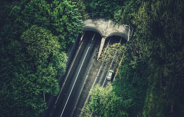 Picture road, track, the tunnel, the view from the top, Netherlands, Rotterdam, check