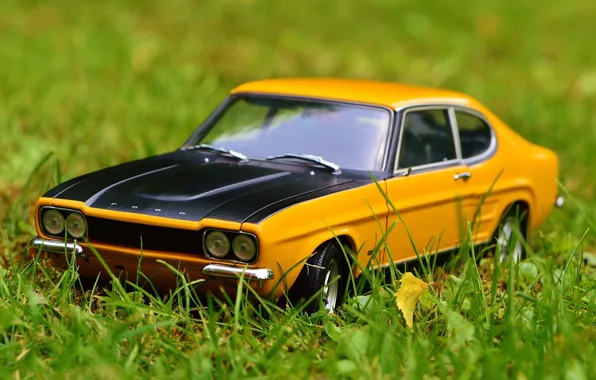 Auto, toy, car, ford, classic, in the grass, model, Oldtimer