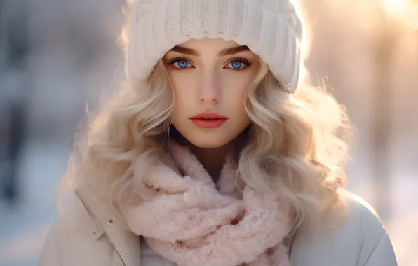 Winter, look, girl, the sun, light, snow, nature, Park