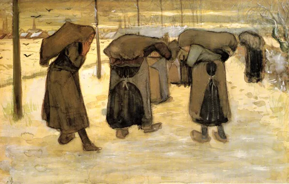 Picture winter, Vincent van Gogh, Women Miners