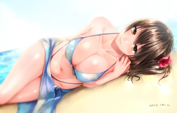 Picture swimsuit, summer, girl, anime