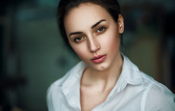 Picture look, girl, face, model, portrait, brunette, light, shirt